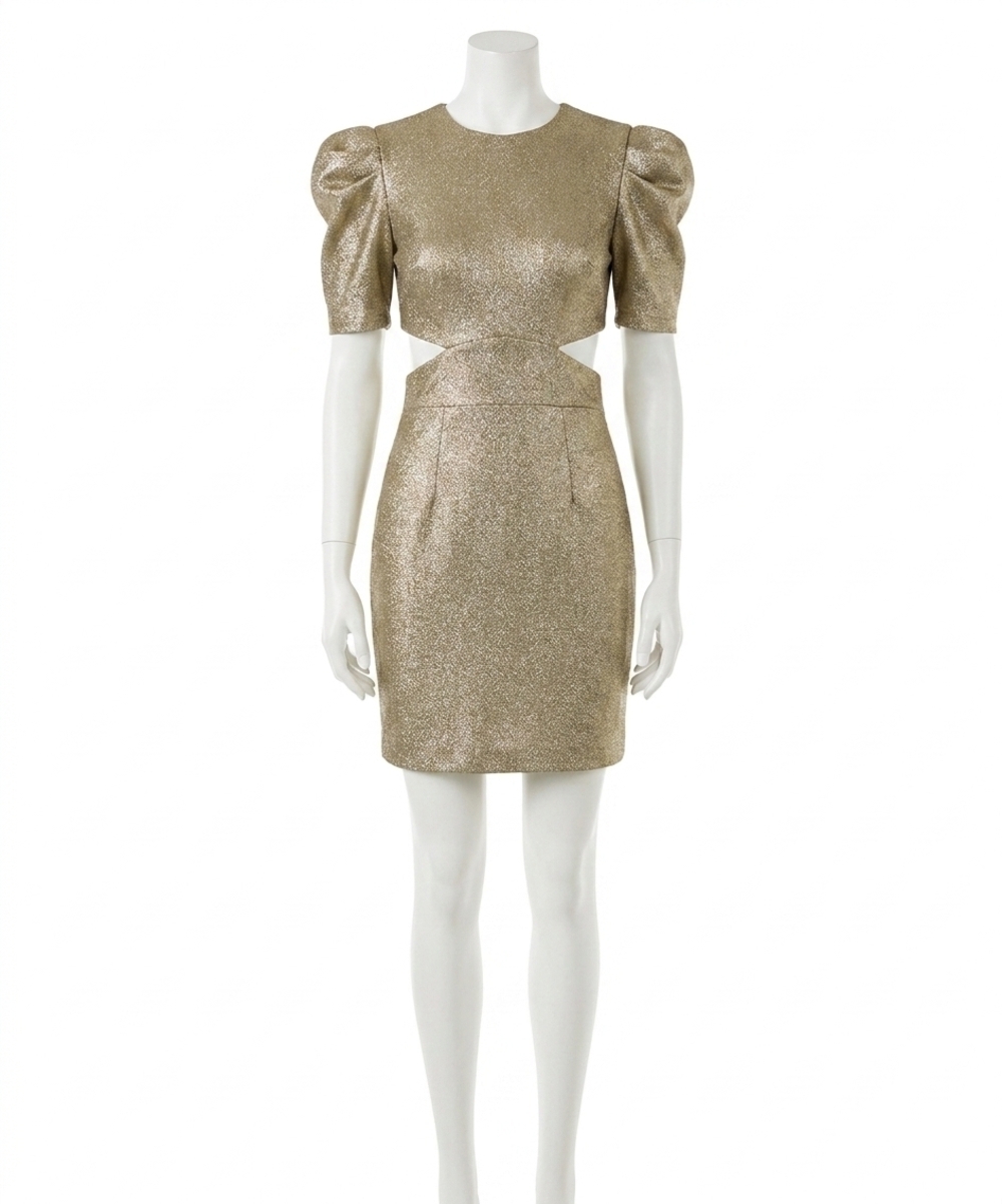 NEW MAC DUGGAL puffy sleeve cutout dress in copper